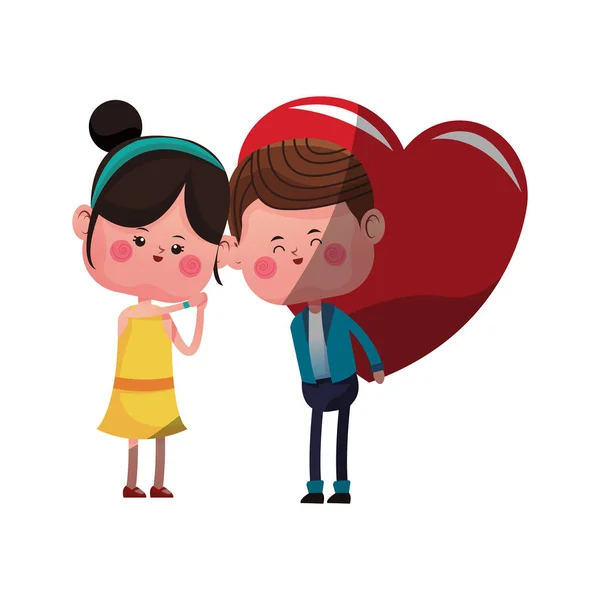 Kawaii pareja en el amor — Vector de stock