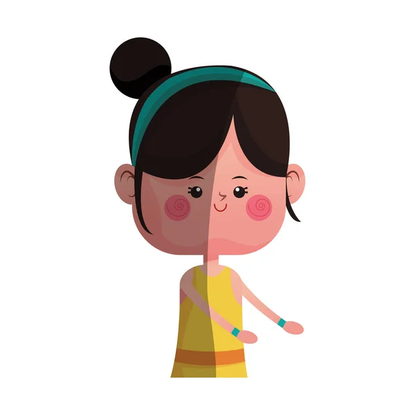 Linda chica icono de dibujos animados — Vector de stock