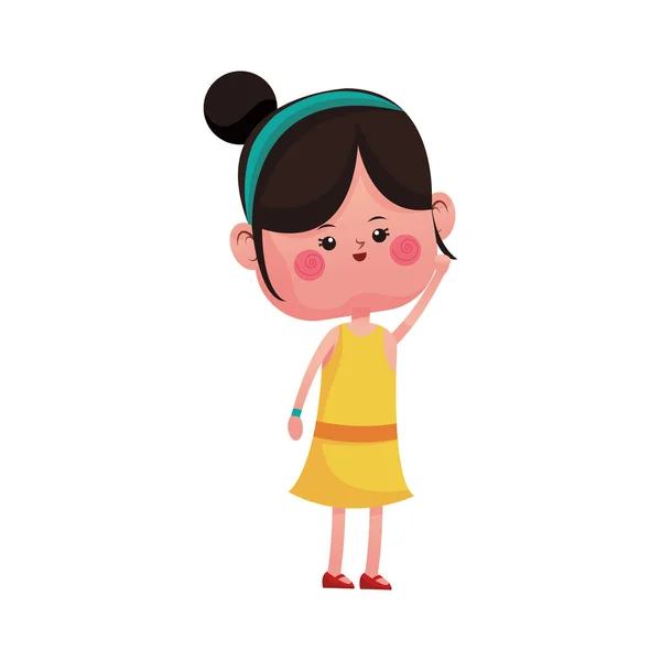 Linda chica icono de dibujos animados — Vector de stock