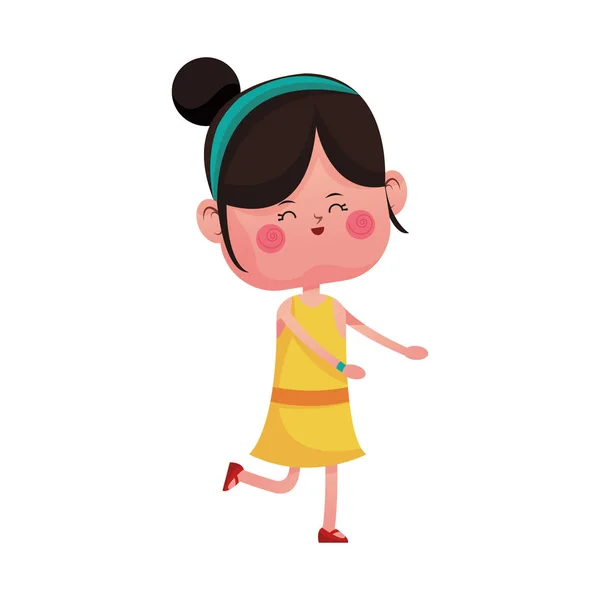 Linda chica icono de dibujos animados — Vector de stock