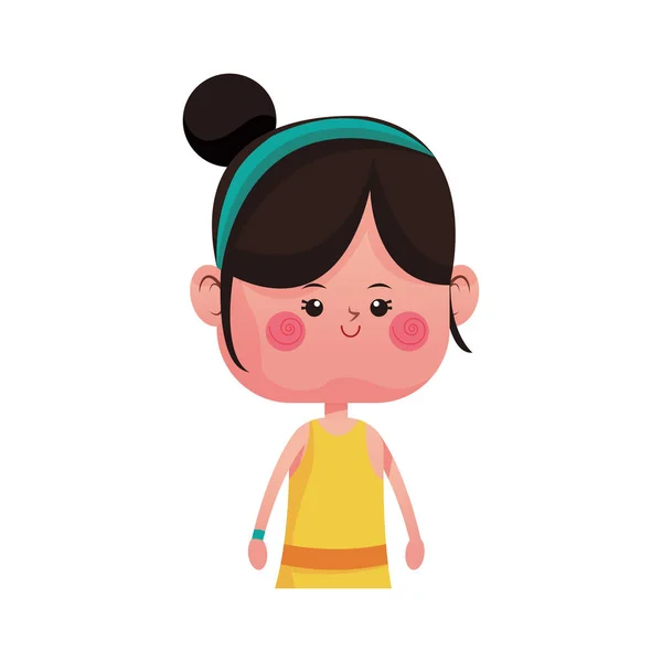 Linda chica icono de dibujos animados — Vector de stock