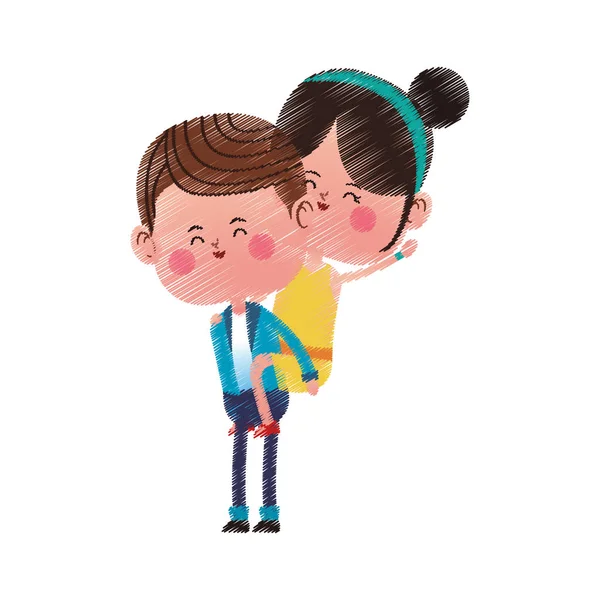 Kawaii pareja en el amor — Vector de stock