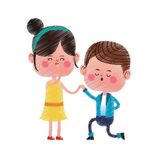 Couple kawaii amoureux — Image vectorielle