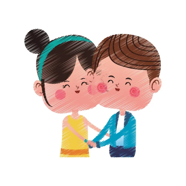 Kawaii pareja en el amor — Vector de stock