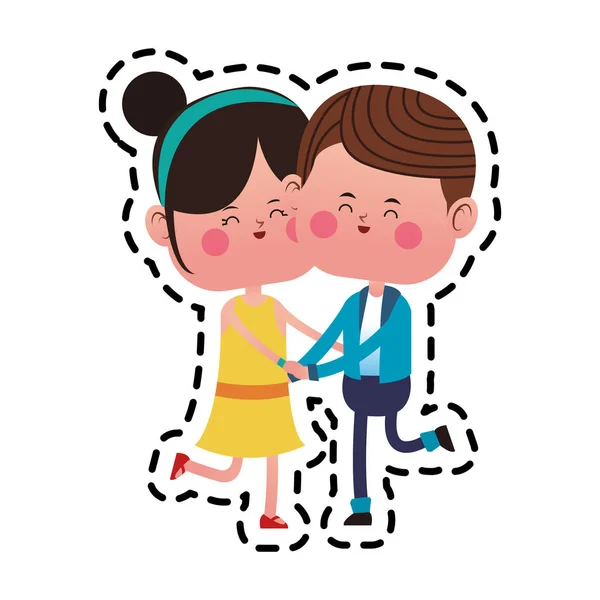 Kawaii couple in love — Stock Vector