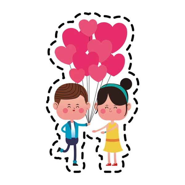 Couple kawaii amoureux — Image vectorielle