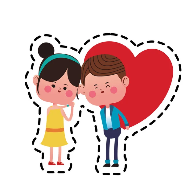 Couple kawaii amoureux — Image vectorielle