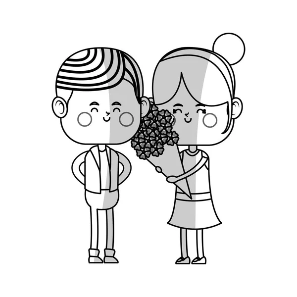 Couple kawaii amoureux — Image vectorielle