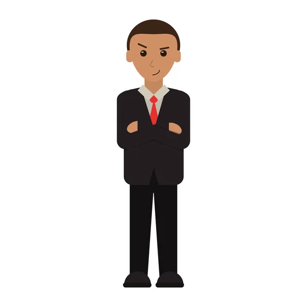 Homem negócio cruzado braços terno gravata — Vetor de Stock
