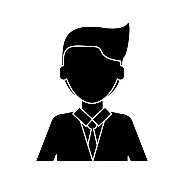 Silhouette young man with suit tie employee — Stock Vector