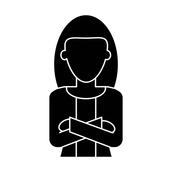 Silhouette femme leader emploi entreprise croix bras — Image vectorielle