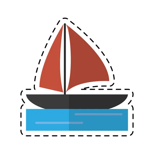 Barca a vela navigazione acqua ricreazione linea di taglio — Vettoriale Stock