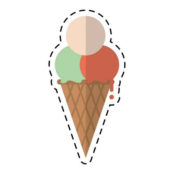 冰淇淋圆锥甜美味切割线 — 图库矢量图片