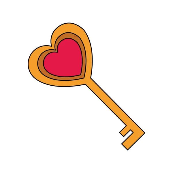 Llave en forma de corazón — Vector de stock