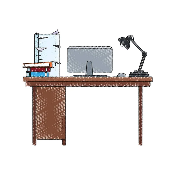 Office desk ikon — Stock Vector