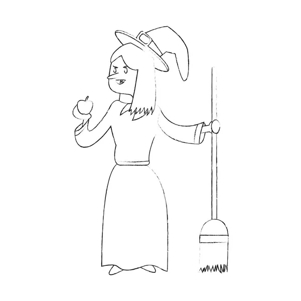 Pictograma desene animate vrăjitoare — Vector de stoc