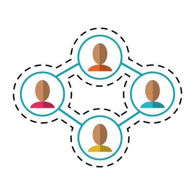 Grup insanlar birlik iletişim noktalı çizgi bağlı