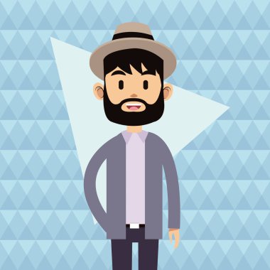 portre hipster genç adam sakal şapka arka plan