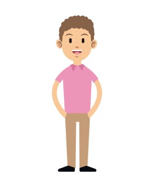 genç adam kıvırcık saçlı pembe tişört