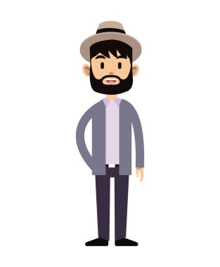 hipster genç adam sakal şapka siyah saç