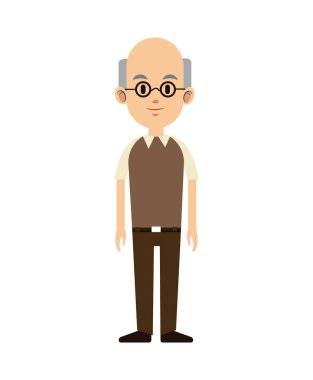 Komuta sizde gözlük ve yelek ile kel