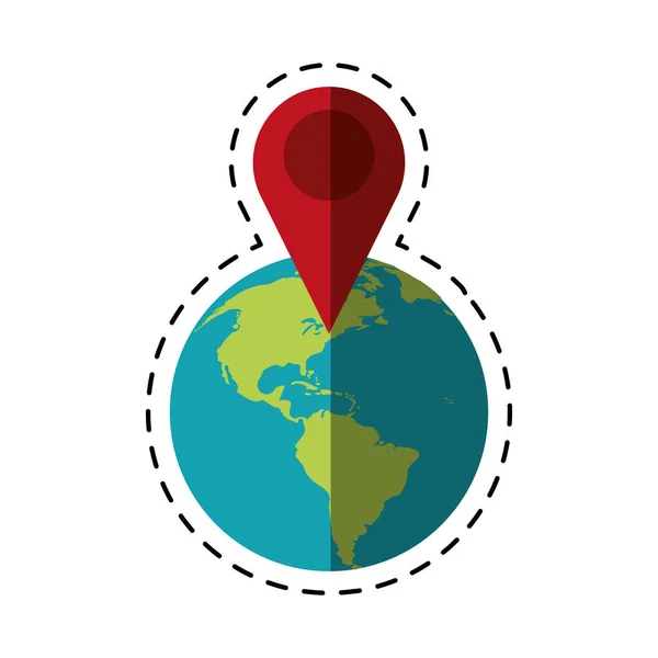 Dünya küresel işaretçi harita yön hattı kes — Stok Vektör