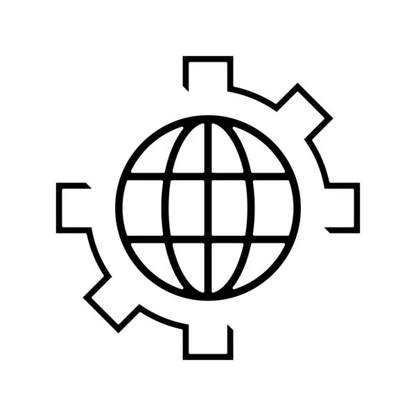 Globo engranaje comunicaton liderazgo empresarial pictograma — Archivo Imágenes Vectoriales