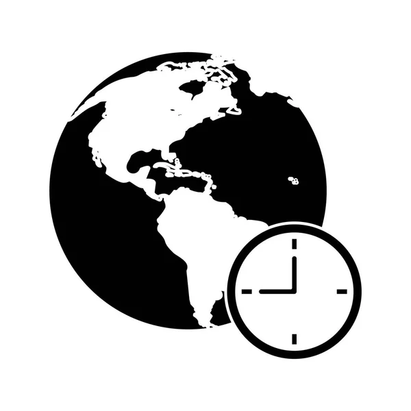 Küresel dünya saat iş kavramı sembol — Stok Vektör