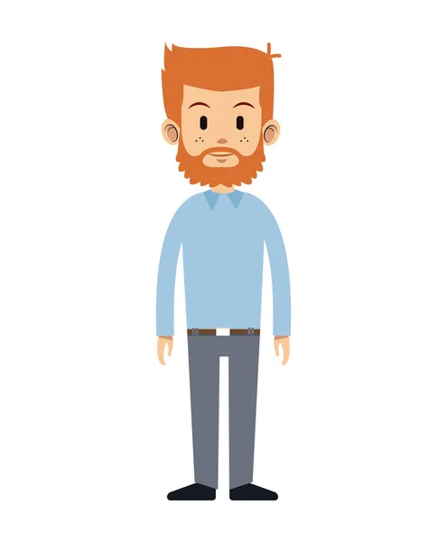 Мужчина бороды веснушки волосатые стоя — стоковый вектор