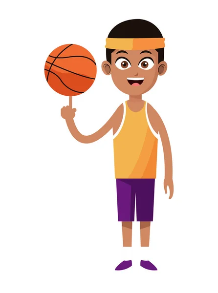Hombre afroamericano jugador de baloncesto con diadema uniforme — Vector de stock
