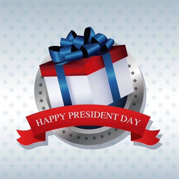 Πρόεδρος ευτυχισμένη ημέρα παρόντες δώρο κορδέλα ετικέτα — Διανυσματικό Αρχείο