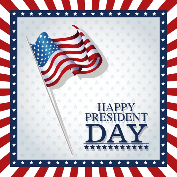 Happy president day stars frame flag — Stock Vector