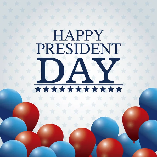 Happy president day card colored balloons — Stock Vector