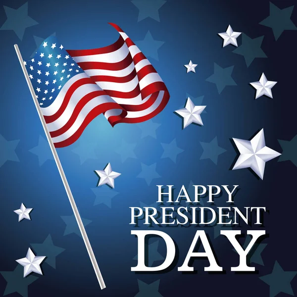 Happy president day flag american star background — Stock Vector