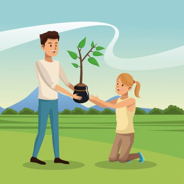 adama veren kız pot ağaç doğa manzara