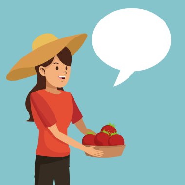 Bahçıvan kadın domates sepeti kabarcık konuşuyor