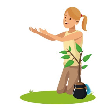 sarışın kadın pot bitki bahçıvan