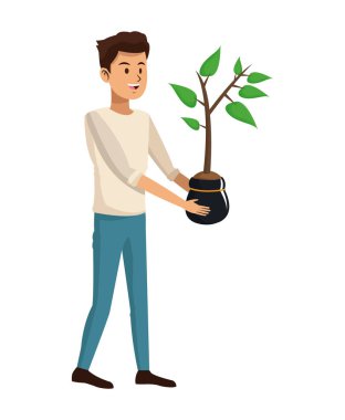 genç adam bitki pot tasarım