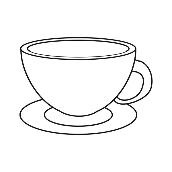 Xícara de café cappuccino placa linha fina — Vetor de Stock