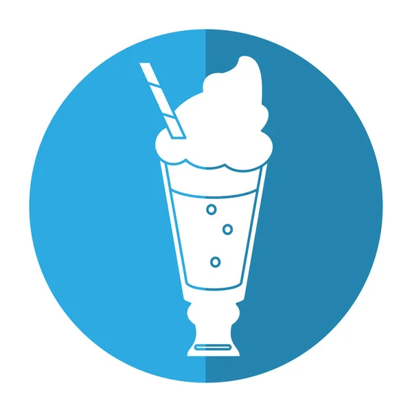 Γυάλινο φλιτζάνι glace άχυρο ποτό κρέμα φρέσκο - στρογγυλή εικονίδιο — Διανυσματικό Αρχείο