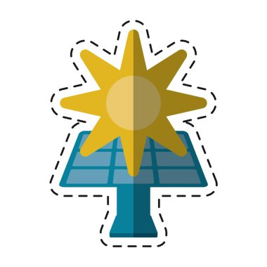 güneş paneli enerji çevre sembol - kesik çizgi