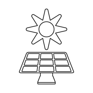 güneş paneli enerji çevre sembolü ince çizgi
