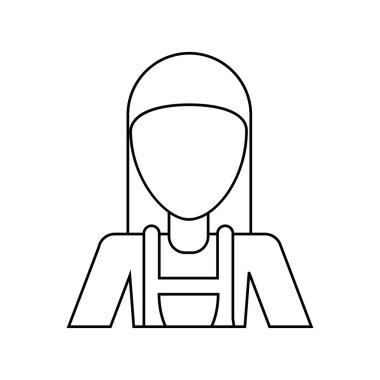 çalışan kadın marangozluk kask ince çizgi