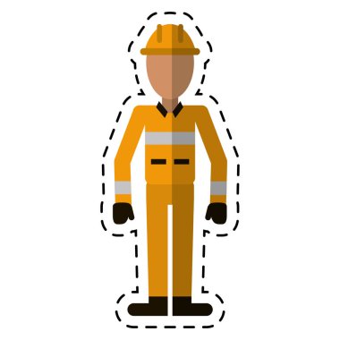 İnşaat adam kask üniforma-noktalı çizgi