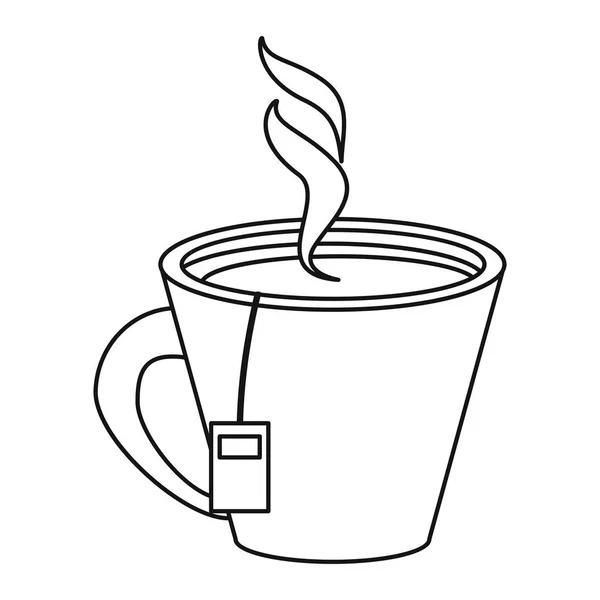 Thé tasse chaude herbe aromatique mince ligne — Image vectorielle