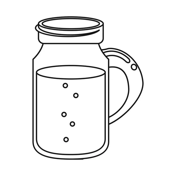 Bottiglia di vetro bevanda gustosa bolla con tappo linea sottile — Vettoriale Stock