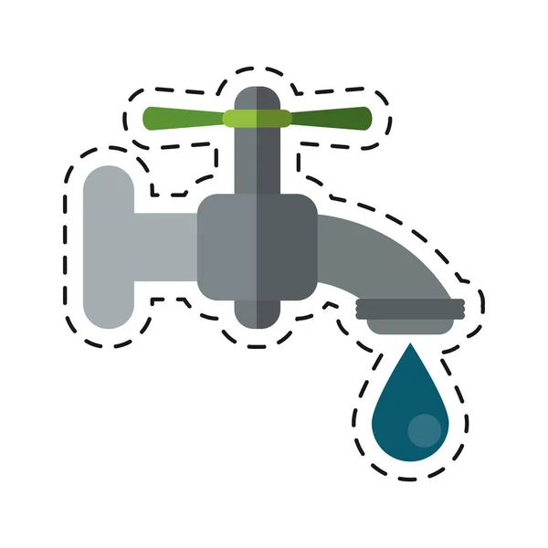Dripping faucet water recycle ecologic -cut line — Stock Vector