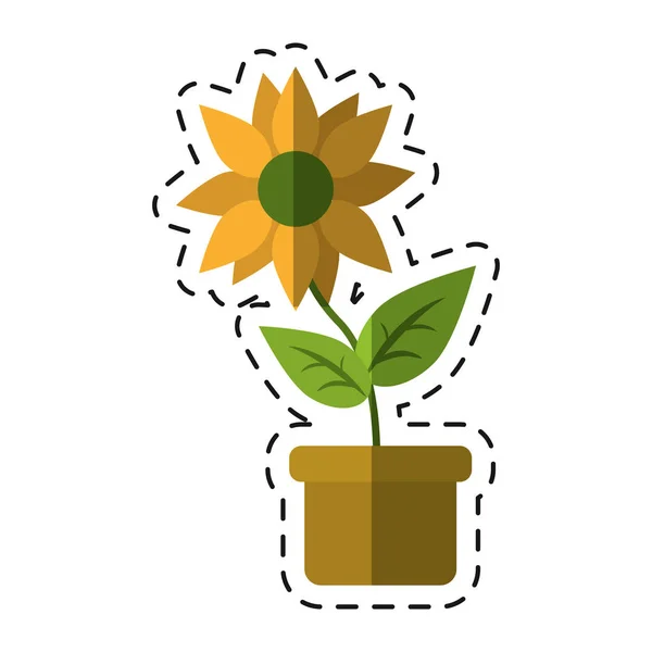 Květináč listí Zahradní přírody-titulek — Stockový vektor