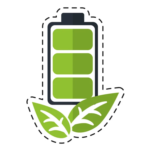 Recycler l'énergie de la batterie laisse eco - ligne de point — Image vectorielle
