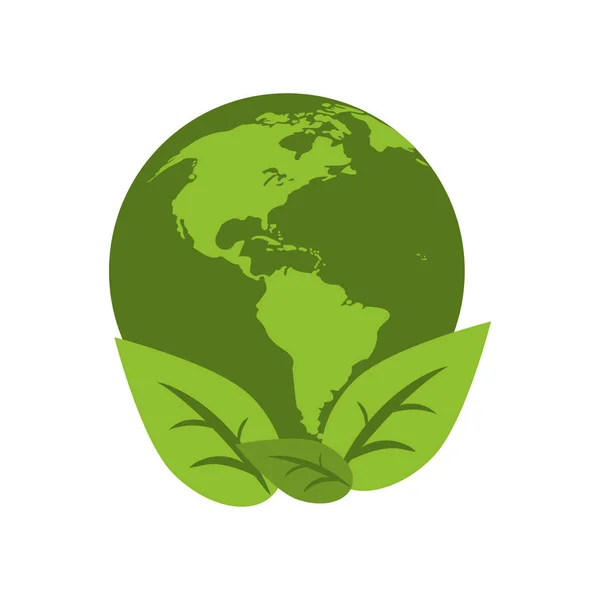 Mondo terra ecologico ambiente foglie simbolo — Vettoriale Stock